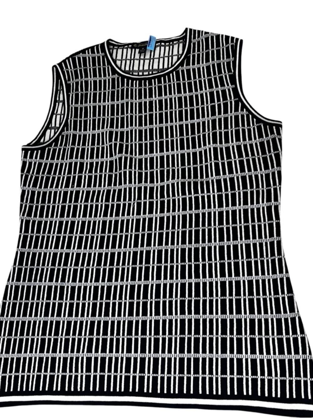 Brooks Brothers Black White Silk Blend Double Jacquard Sweater Tank size Medium